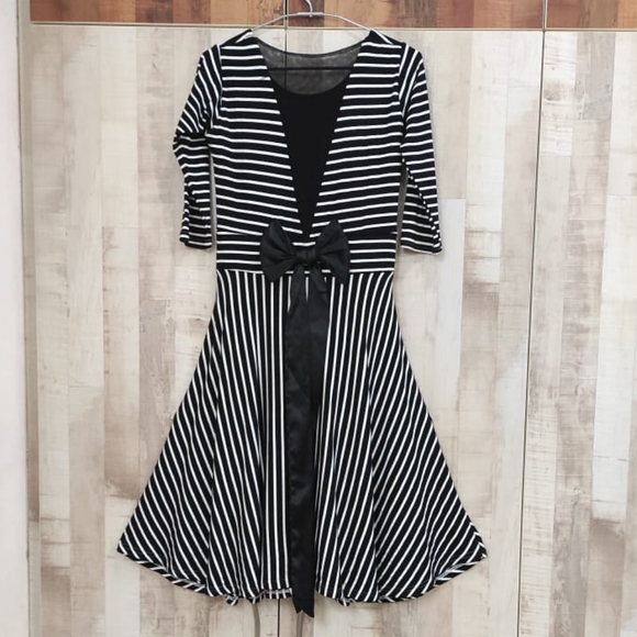 Black white midi dress - Picture 4 of 6